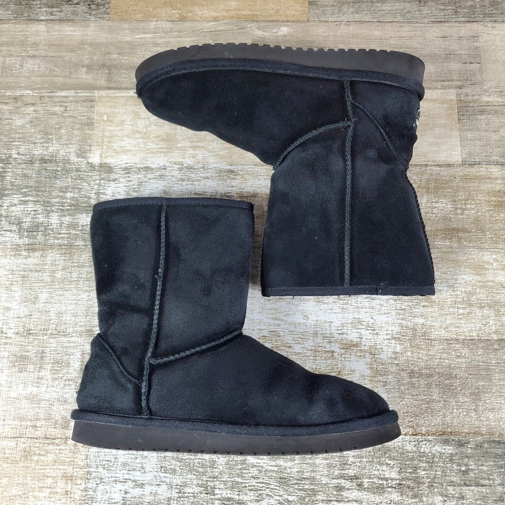 Ugg Classic Ultra Mini Womens Platform Boots Sz‎ 7 Black Suede Pull On Boots